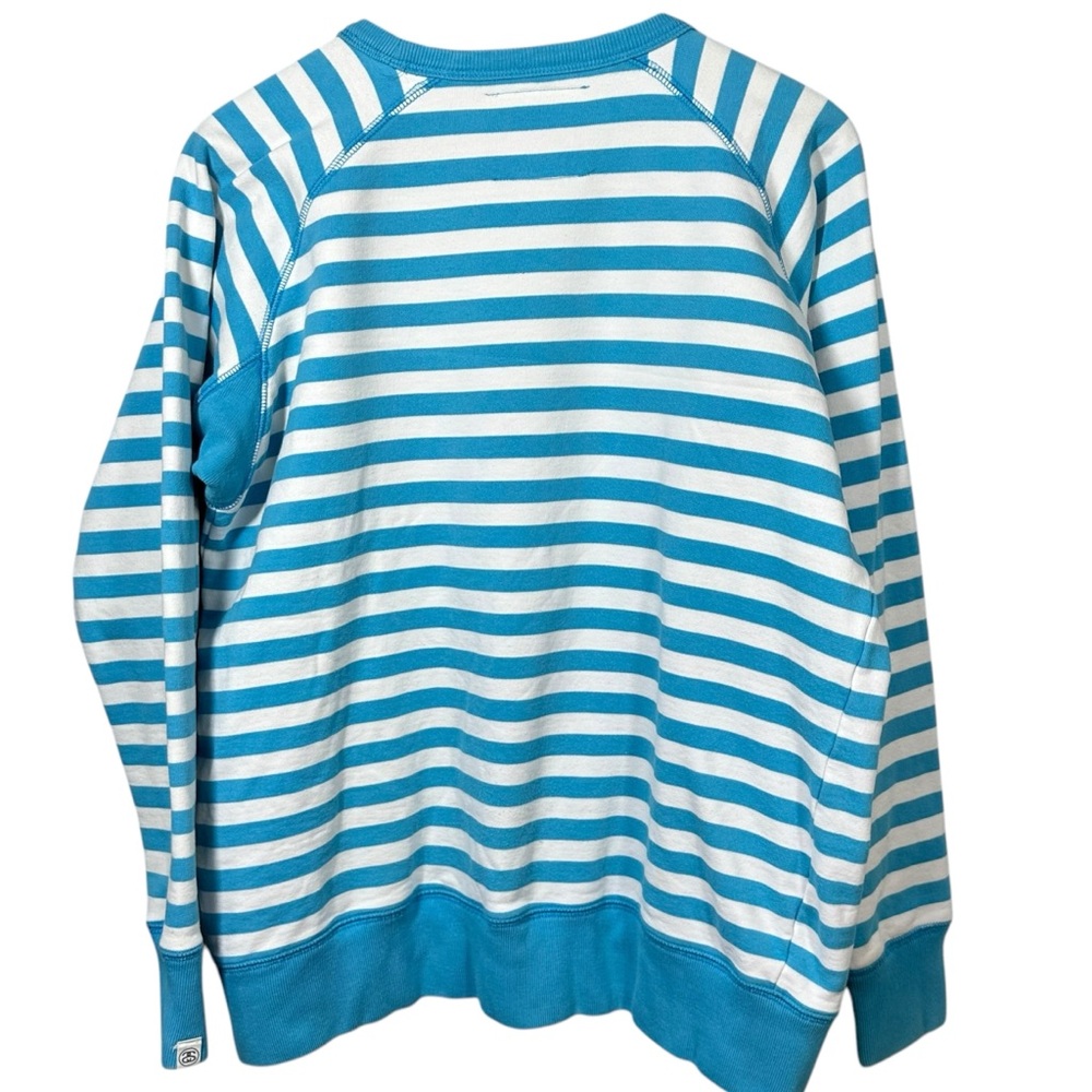 Vtg‎ Stussy Striped Crewneck Sweatshirt Crown Logo 90s Y2K Skate Streetwear Sz L - Picture 2 of 12
